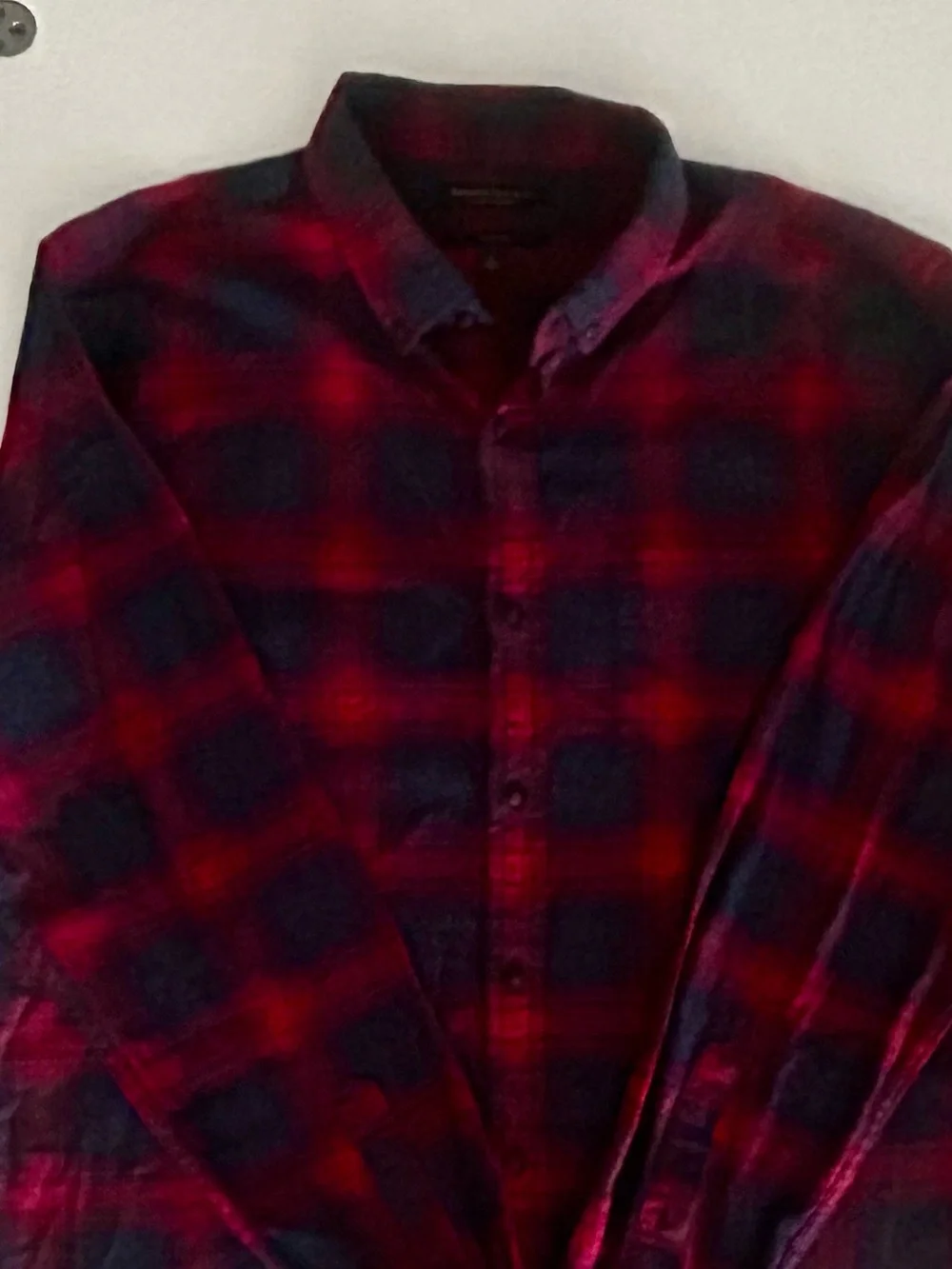 Banana Republic Men’s Slim Fit Luxe Flannel Shirt Red & Navy Size Large